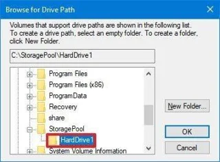 Instruktioner för att montera en hårddisk i en mapp på Windows 10