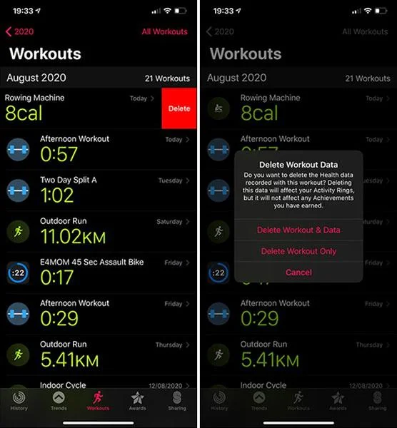 Hur man tar bort en träningsaktivitet på Apple Watch