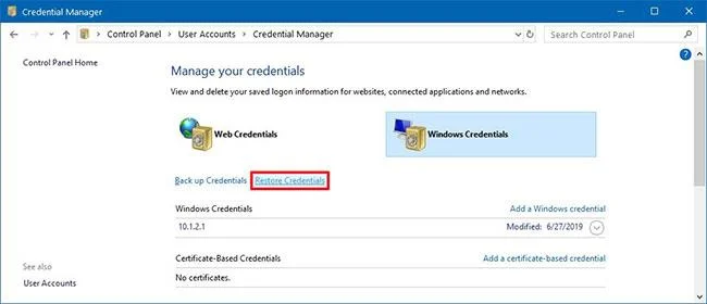 Credential Managerin käyttäminen Windows 10:ssä