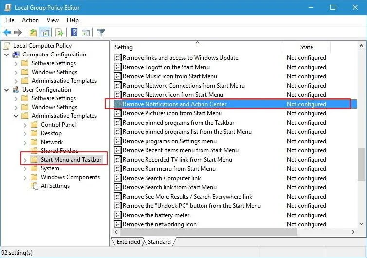 Så här anpassar och inaktiverar (stänger av) Action Center på Windows 10