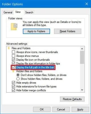 Как да покажа пълния път във File Explorer на Windows 10