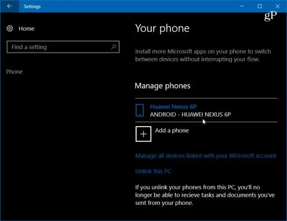 Anslut Android-telefon till Windows 10 med Fortsätt på PC