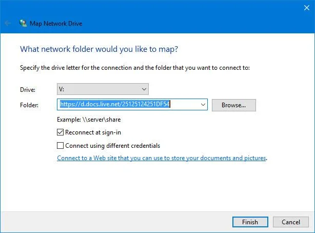 Картирайте OneDrive като мрежово устройство в Windows 10